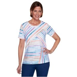 Alfred Dunner Women's Classic‎ PlusSize 2X Stripe Patch New